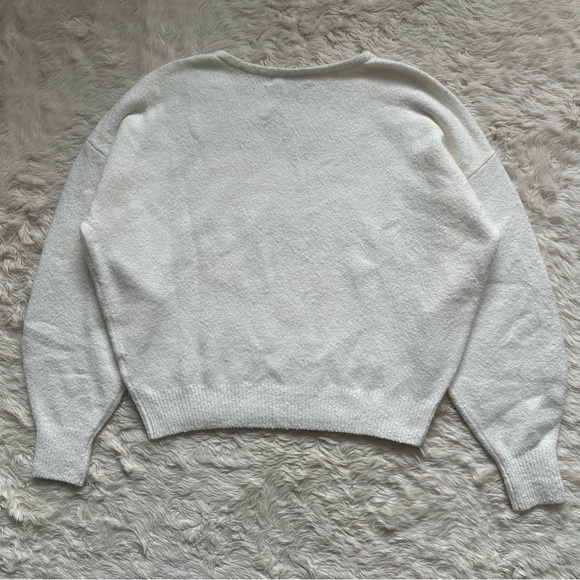 Madewell Wedged V-Neck Sweater Long Sleeve Slouchy Relaxed Winter White M NWT - Picture 5 of 12